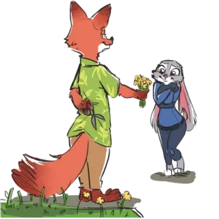 🌹 f53ef2cc Nick Wilde Zootopia zootopia, disney, movie, fox, rabbit, animation, flowers telegram sticker