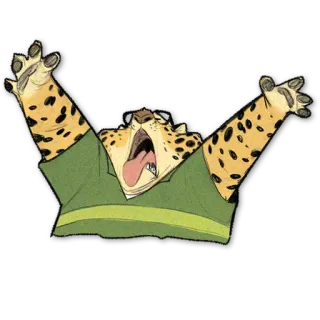 😩 521538d1 ヒョウ, 動物, 漫画, あくび, シャツ, キャラクター telegram sticker