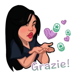 😉 4967c305 Grazie! 谢谢, 女人, 亲吻, 爱心, 问候, 意大利语 telegram sticker