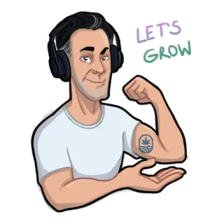 💪 da248628 LET'S GROW uomo, cuffie, tatuaggi, pianta, crescere, positivo, incoraggiamento telegram sticker
