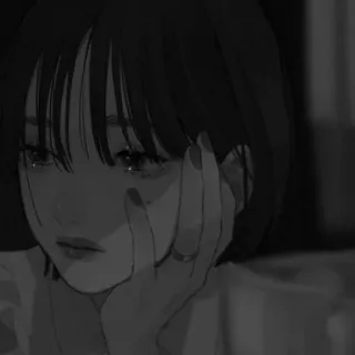 🖤 91e183d8 triste, anime, ragazza, piangendo telegram sticker