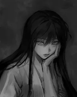 🖤 ce2ae790 Anime, Ragazza, Triste, Illustrazione, Arte telegram sticker