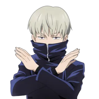 😠 03975c29 Toge Inumaki Jujutsu Kaisen Anime, Mangá, Toge Inumaki, Jujutsu Kaisen, Braços cruzados, Rejeitar, Não, Negação telegram sticker