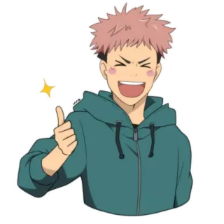 👍 739fa3da Yuji Itadori Jujutsu Kaisen Anime, Personagem, Jujutsu Kaisen, Yuji Itadori, Joinha, Feliz telegram sticker