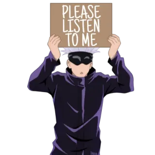 😭 b005d580 Satoru Gojo Jujutsu Kaisen PLEASE LISTEN TO ME Anime, Gojo, Jujutsu Kaisen, Placa, Por favor, ouça, Ouvir telegram sticker