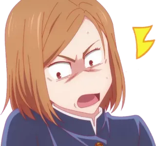 😳 3fafd4cf Nobara Kugisaki Jujutsu Kaisen 动漫, 贴纸, 钉崎野蔷薇, 咒术回战, 震惊, 生气 whatsapp sticker