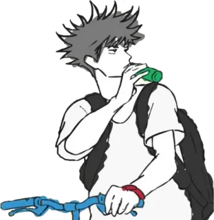 🧃 3fb7d62e 动漫, 漫画, 角色, 喝酒, 自行车 whatsapp sticker