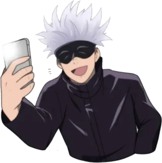 🤳 99fbf3c4 Gojo Satoru Jujutsu Kaisen 动漫, 五条, 咒术回战, 悟, 白发, 角色 whatsapp sticker