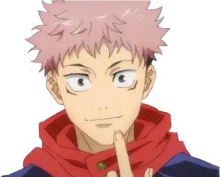 🙂 e726a926 Yuji Itadori Jujutsu Kaisen 动漫, 咒术回战, 虎杖悠仁, 中指 whatsapp sticker