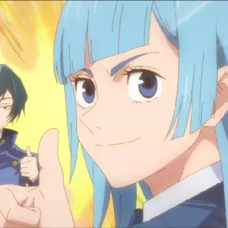 👍 256475f1 аниме, персонаж, синие волосы, большой палец вверх whatsapp sticker