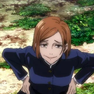 ☁️ 2bc14d55 Nobara Kugisaki Jujutsu Kaisen Аниме, Мультфильм, Женщина, Каштановые волосы, Персонаж, Нобара Кугисаки, Jujutsu Kaisen whatsapp sticker