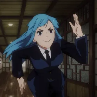 😃 38b432ae Аниме, Персонаж, Синие Волосы, Костюм, Женщина whatsapp sticker