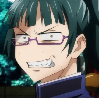 ☁️ 41769d83 Maki Zenin Jujutsu Kaisen Аниме, Манга, Персонаж, Злой, Очки, Маки Зенин, Jujutsu Kaisen whatsapp sticker