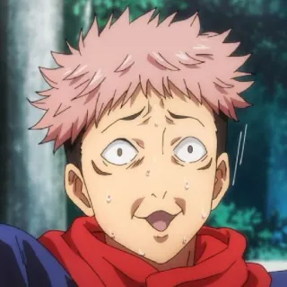 ☁️ 855d2b04 Yuji Itadori Jujutsu Kaisen Аниме, Магическая битва, Юдзи Итадори, Смешное лицо, В шоке whatsapp sticker