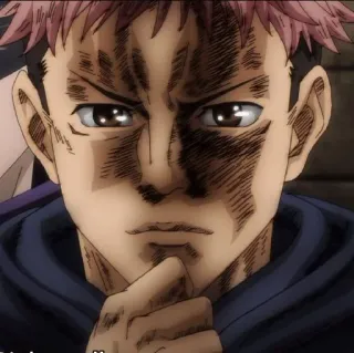 ☁️ 8a3b3521 Yuji Itadori Jujutsu Kaisen Аниме, Манга, Юдзи Итадори, Магическая битва, серьезный, думающий, мужской whatsapp sticker