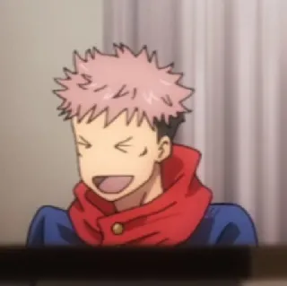 ☁️ d6a66492 Yuji Itadori Jujutsu Kaisen Аниме, Манга, Персонаж, Парень, Улыбка, Розовые волосы whatsapp sticker