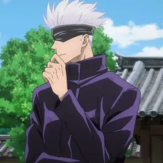 ☁️ e81587fa Gojo Satoru Jujutsu Kaisen Аниме, Манга, Годжо Сатору, Магическая битва, Персонаж, Белые волосы, Повязка на глаза whatsapp sticker