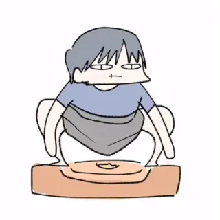 🤌 f980894e persona, cartone animato, squat, esercizio, seduto telegram sticker