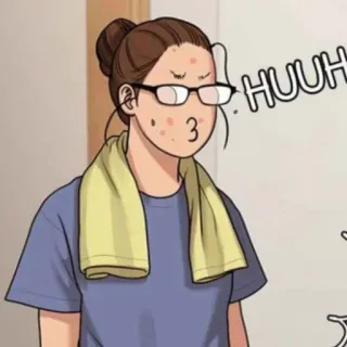 🛍 a8f7a648 HUUH 漫画, 女性, キャラクター, 表情, メガネ telegram sticker