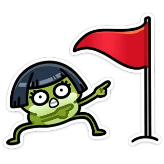 ⭐ 7f255aa6 cartoon, character, flag, running, pointing, funny whatsapp sticker