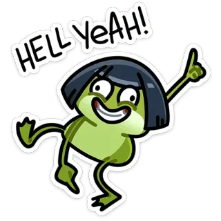 ⭐ f1949d14 HELL YEAH! cartoon, frog, expression, celebration, enthusiasm, animation whatsapp sticker
