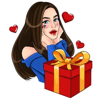 🎁 637c6db8 Frau, Mädchen, Geschenk, Herzen, Liebe, Präsent, Schönheit whatsapp sticker