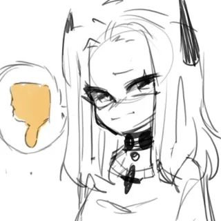 👎 1af5ff52 动漫, 女孩, 颈圈, 角, 表情, 素描, 卡通 telegram sticker