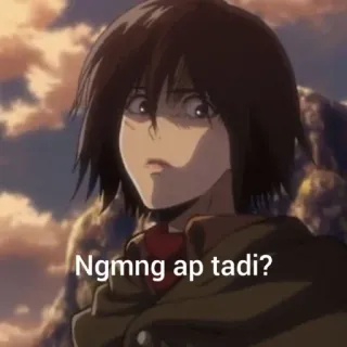 ☕ 70e79f01 Ngmng ap tadi? อนิเมะ, สับสน, สีหน้า, ตัวละคร, ข้อความ whatsapp sticker
