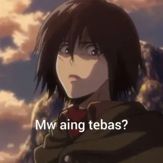 ☕ 9505e09a Mikasa Ackerman Attack on Titan Mw aing tebas? อนิเมะ, ผ่าพิภพไททัน, มิคาสะ, ตลก, มีม whatsapp sticker