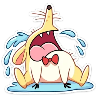 😭 384f6d8c kartun, menangis, sedih, anjing, hewan, dasi kupu-kupu, air mata telegram sticker
