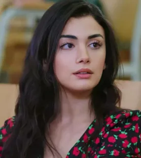 🍇 2e92f1d5 ผู้หญิง, ผมสีน้ำตาลเข้ม, ภาพเหมือน, ลายดอกไม้, ชุดเดรส telegram sticker