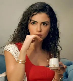 🍇 599e30b1 ผู้หญิง, กาแฟ, ภาพบุคคล, เครื่องดื่ม, ความงาม, ในร่ม telegram sticker