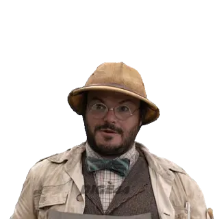 😏 b06fa6a6 penjelajah, safari, topi, kacamata, pria, dasi kupu-kupu, petualangan whatsapp sticker