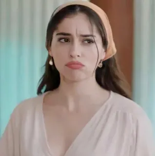 🍓 93d994cc ผู้หญิง, ผ้าคาดผม, ไม่พอใจ, สีหน้า telegram sticker