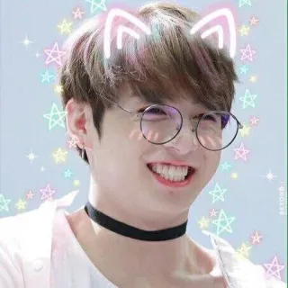 😁 0f413581 Jungkook Jungkook, K-pop, penyanyi, kacamata, imut, fanart telegram sticker