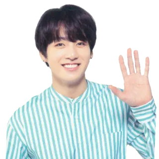 👋 83853b6a Jeon Jung-kook K-pop, BTS, Idola, Korea, Penyanyi, Senyum, Melambai telegram sticker