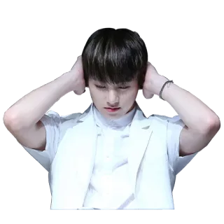 😦 c03994eb orang, pria, laki-laki, kemeja putih, gaya rambut, potret telegram sticker