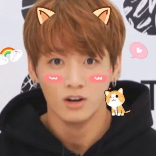 😱 d825615a Jeon Jungkook kpop, jungkook, kucing, imut, pelangi, hati telegram sticker