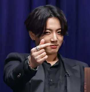 🥊 15611353 Jungkook K-pop, singer, finger heart, Jungkook, BTS whatsapp sticker