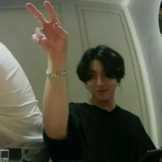 🥊 297f9d31 Jungkook kpop, singer, peace, hand gesture, person, male whatsapp sticker