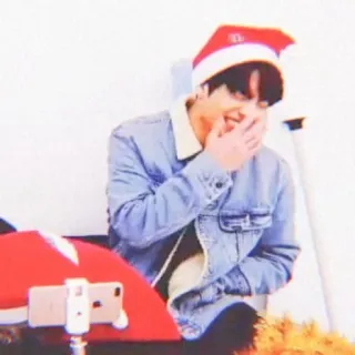 🐇 9db5cf70 человек, рождество, шапка санты, улыбается, повседневный, зима, радостный telegram sticker