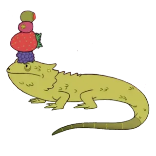 🎡 1ade7244 lézard, dessin animé, animal, reptile, fruits telegram sticker