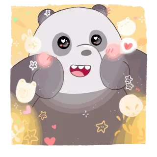 🏖 f6369c27 Panda We Bare Bears dessin animé, ours, panda, mignon, ours du bien-être telegram sticker