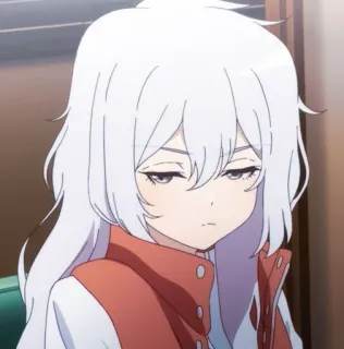 🍒 0af640dd anime, capelli bianchi, ragazza, cartone animato whatsapp sticker