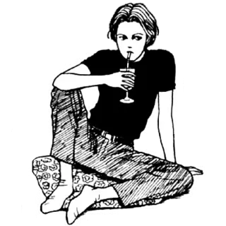 🍹 11be6d93 人, 坐着, 喝, 饮料, 插画 telegram sticker