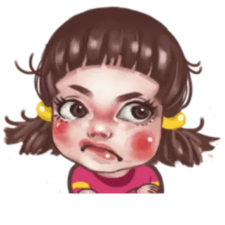 😕 15795066 生气, 卡通, 女孩, 脸, 表情, 烦躁 telegram sticker