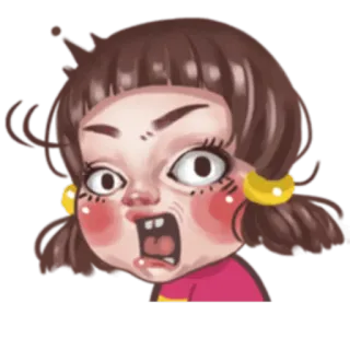 😱 26e4d59f 生气, 卡通, 女孩, 表情, 脸 telegram sticker