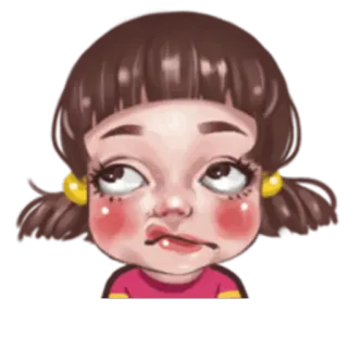 🙄 2744b4e6 女孩, 卡通, 表情, 可爱, 贴纸, 脸 telegram sticker