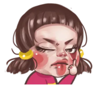 😜 ae630944 冒犯, 中指, 粗鲁, 卡通, 女人, 贴纸 telegram sticker