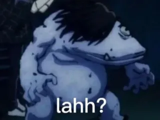 🫂 63c07030 lahh? katak, monster, lahh, lucu, kartun, meme telegram sticker